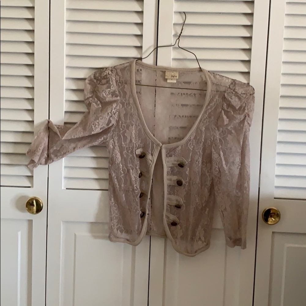 Tan lace sweater/cover up